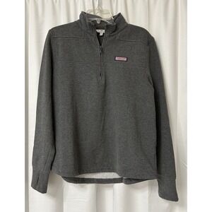 Vineyard Vines Sweatshirt Womens L Gray Heathered 1/4 Zip Pullover